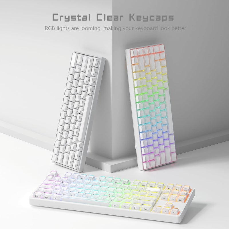 Womier Keycaps - Jelly Keycaps White 60 65 75 100 Percent, Side Printed Elegant Crystal Key caps, Custom 113 Keys OEM Profile for 61/68/84/87/98/100 Cherry Gateron MX Mechanical, White - Image 3